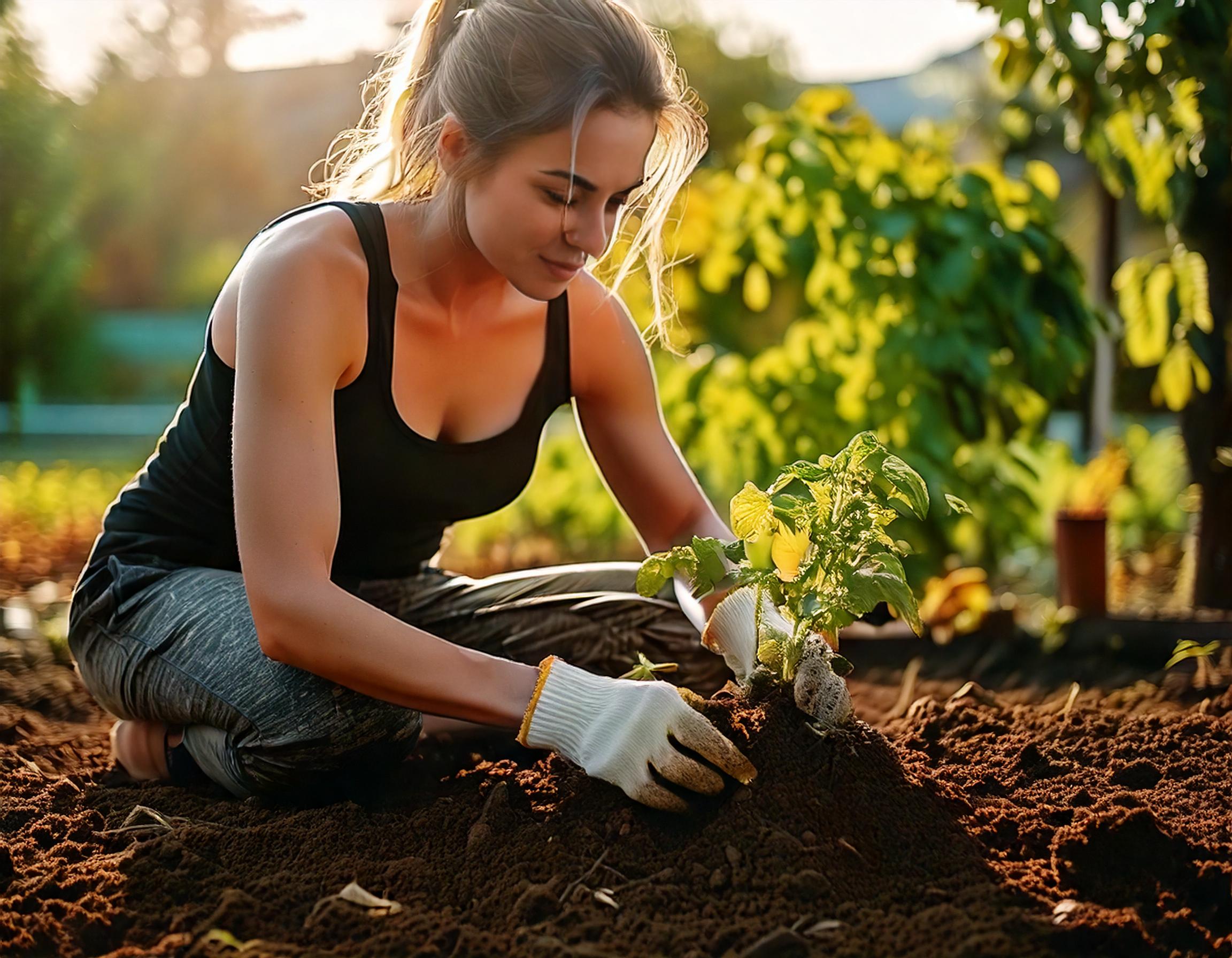 transplanting tomato seedlings in a Pendleton Oregon Garden